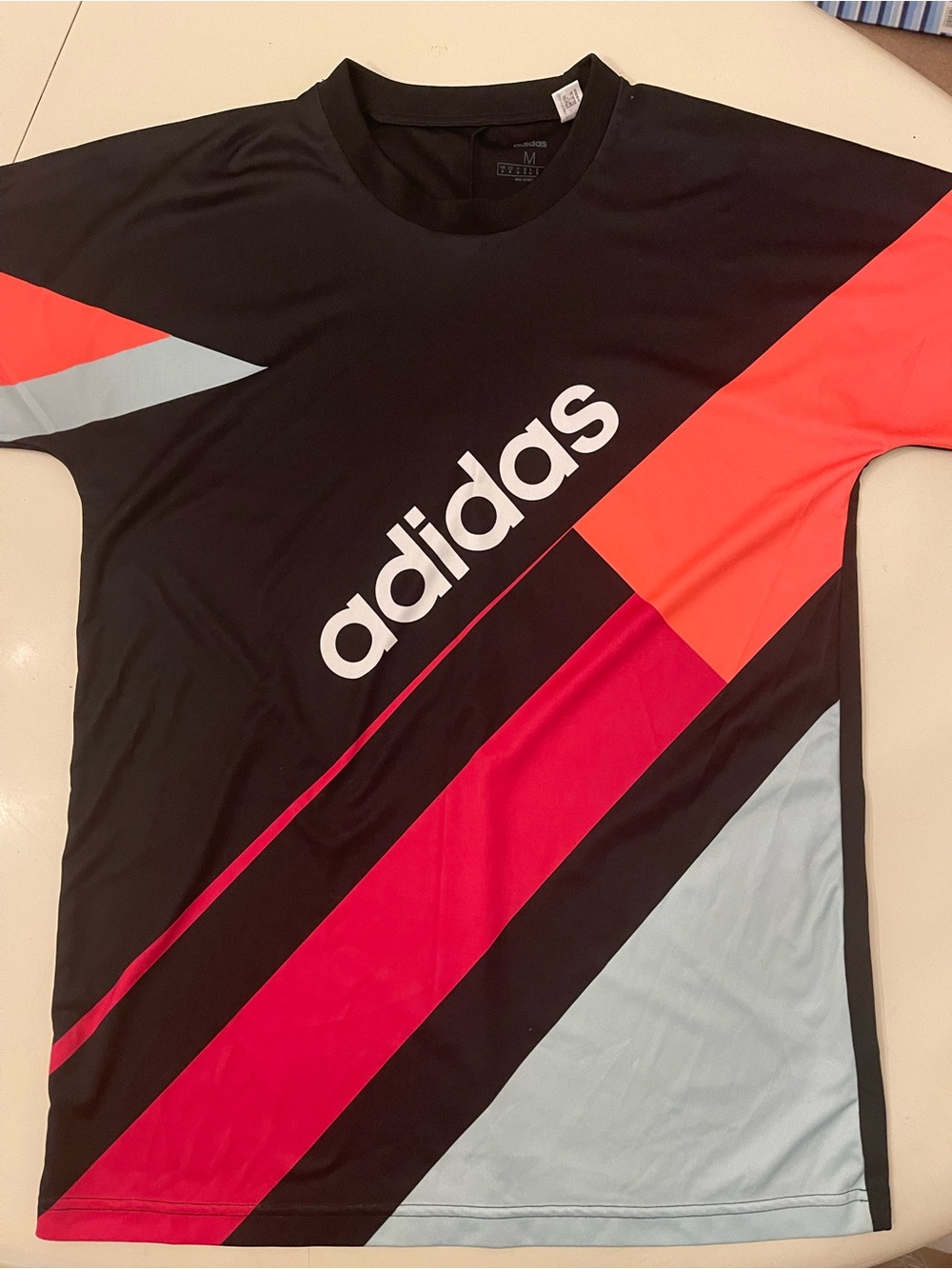 Adidas Athletic T-Shirt Men's Medium Color Block Crew Neck Performance Men